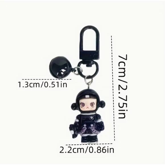 Skull Panda Phone Charm Keychain - Pink - Picture 3 of 3